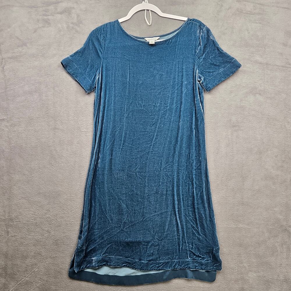 Sundance Silk Blend Blue Velvet Midi Dress Boho Cottagecore‎ Romantic Size XS